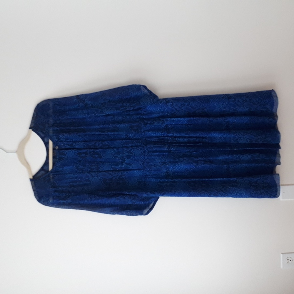 Babaton Blue Printed Silk Dress